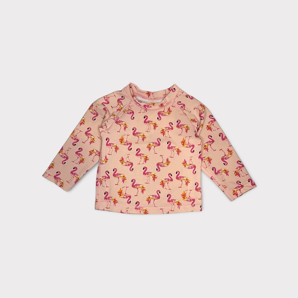 Egg Flamingo Pattern Pink Rash Guard - Picture 2 of 4